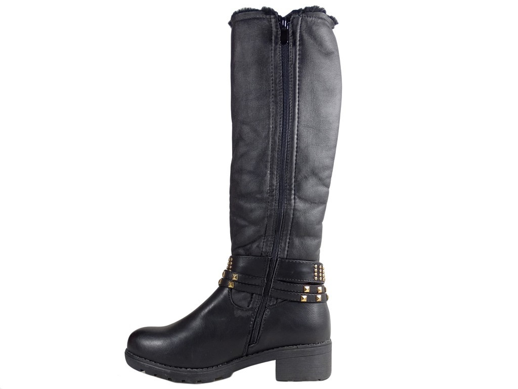 Bottes écologiques en cuir pour femmes avec des clous de poignard - 4