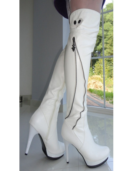 MUSKETIER-STIEFEL WEIßES ÖKO-LEDER - 3