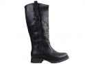Black ladies boots eco leather flat heel - 1
