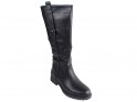 Black ladies boots eco leather flat heel - 3