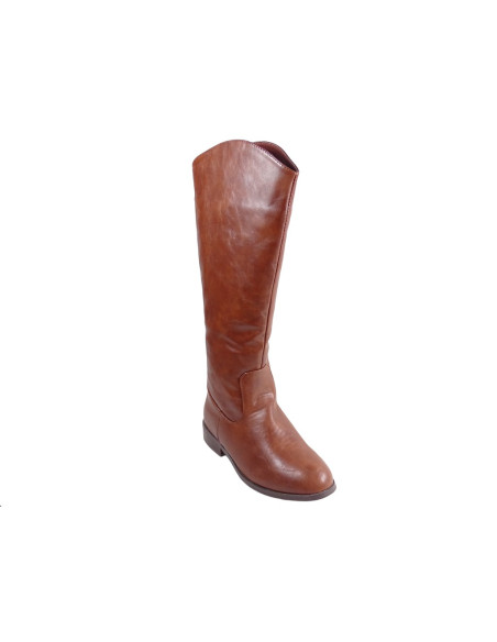 Bottes plates marron en cuir écologique pour femmes - 3