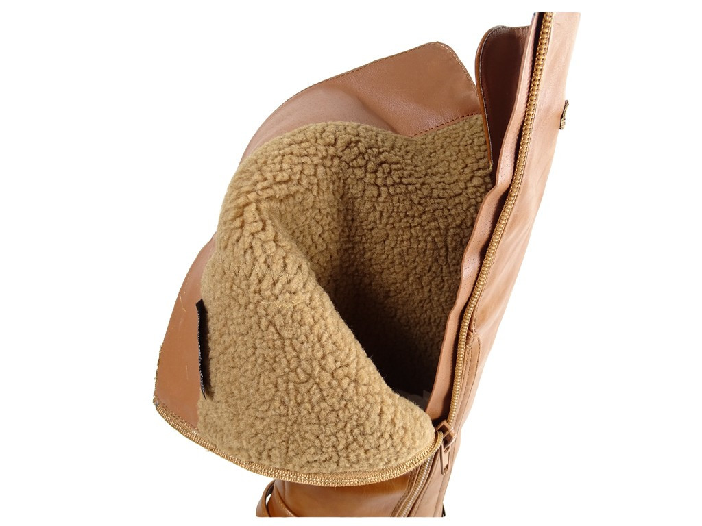 Bottes plates en cuir brun écologique pour femmes - 5