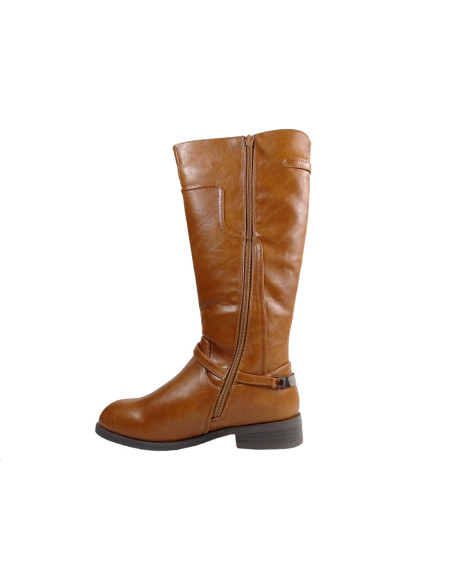 Flat ladies' eco-friendly brown leather boots - 4