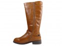 Flat ladies' eco-friendly brown leather boots - 4