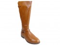 Flat ladies' eco-friendly brown leather boots - 3