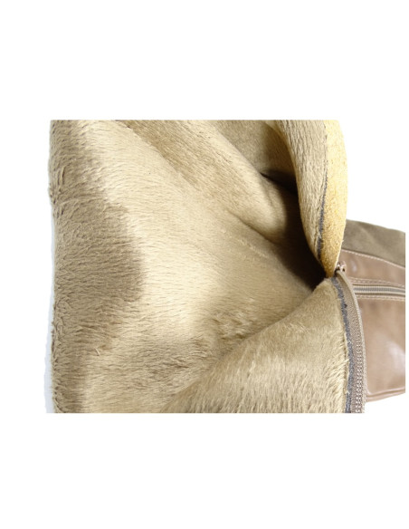 Bottes pour dames en cuir plat écologique beige avec daim - 5