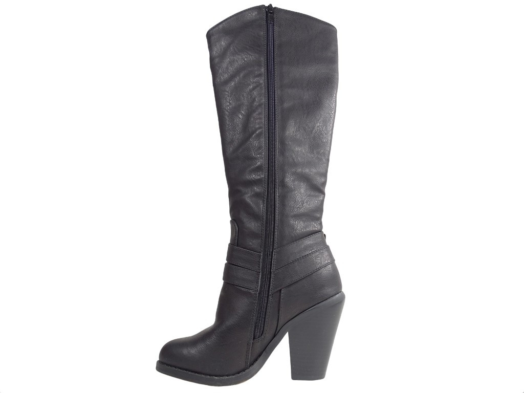 Schwarze Damen Cowboystiefel Öko-Leder - 4