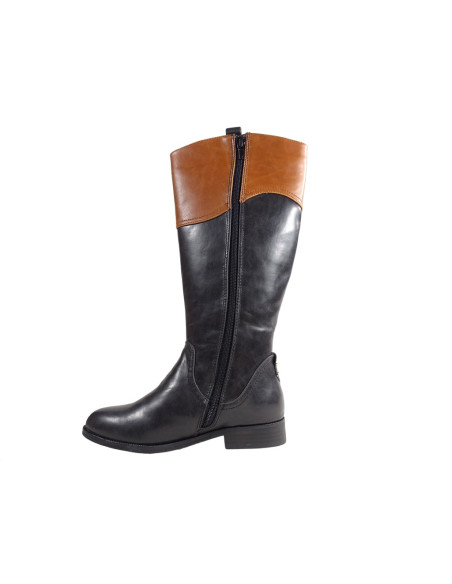 Bottes noires plates en cuir écologique pour femmes  - 4