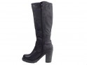 Black ladies' boots on the suede pole with eco leather - 4