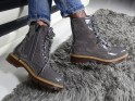 Ladies' trapper boots lacquered gray boots - 2