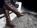 Flat ladies' boots eco leather brown - 2