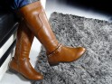 Жіночі плоскі черевики з екошкіри коричневого кольору - 2