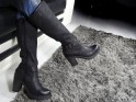 Black ladies' boots on the suede pole with eco leather - 2