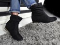 Black suede women's flat boots - 2