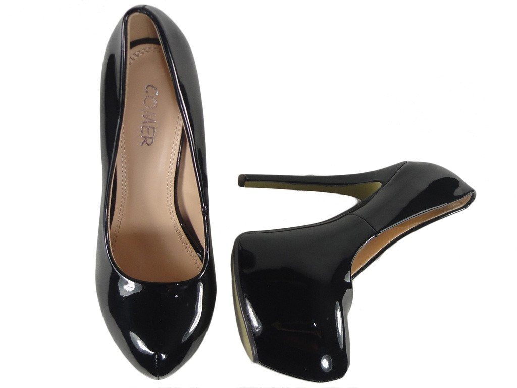 Epingles noires sur une plate-forme haute Talons hauts - 2