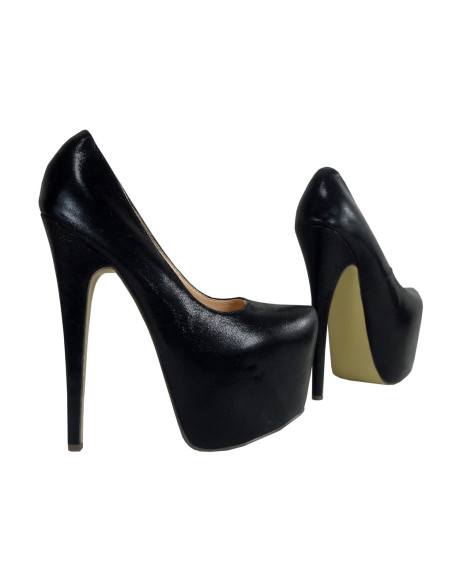 WYSOKIE CZARNE SZPILKI NA PLATFORMIE HIGH HEELS - 3