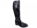 Чорні стьобані жіночі черевики з екошкіри - 3