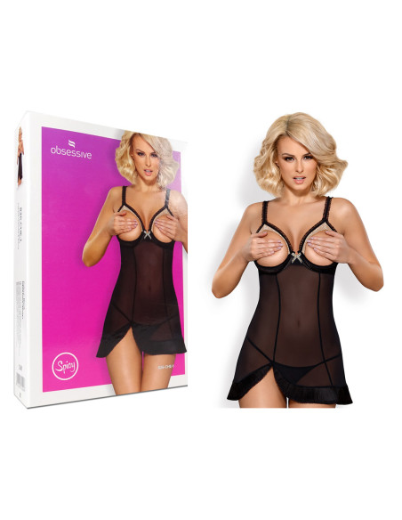 Erotická košeľa obsedantne otvorené poprsie - 3