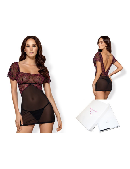 Black lace lingerie chemise Obsessive - 3