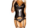 Black corset like leather and latex Elvire lingerie - 6