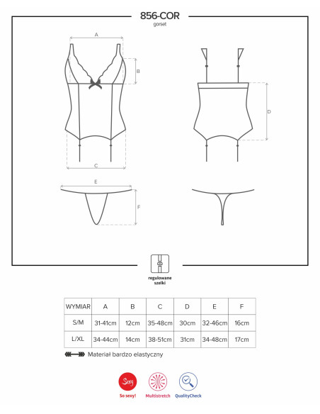 Schwarzes Korsett erotische Dessous Obsessive mit Riemen - 4