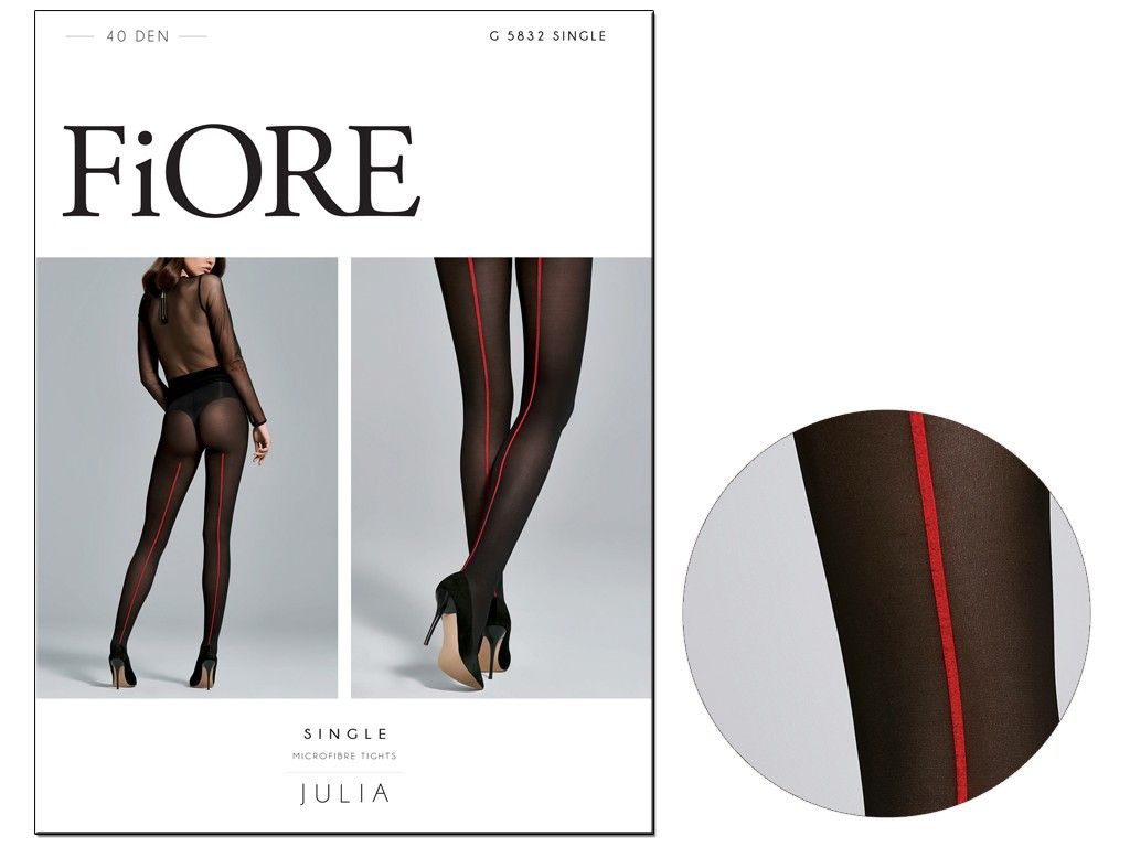 Collant noir avec suture rouge en microfibre Fiore 40den - 3