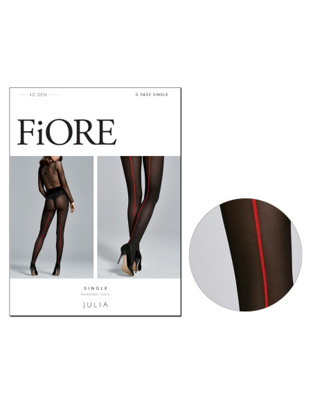 Schwarze Strumpfhose mit roter Mikrofasernaht Fiore 40den - 3
