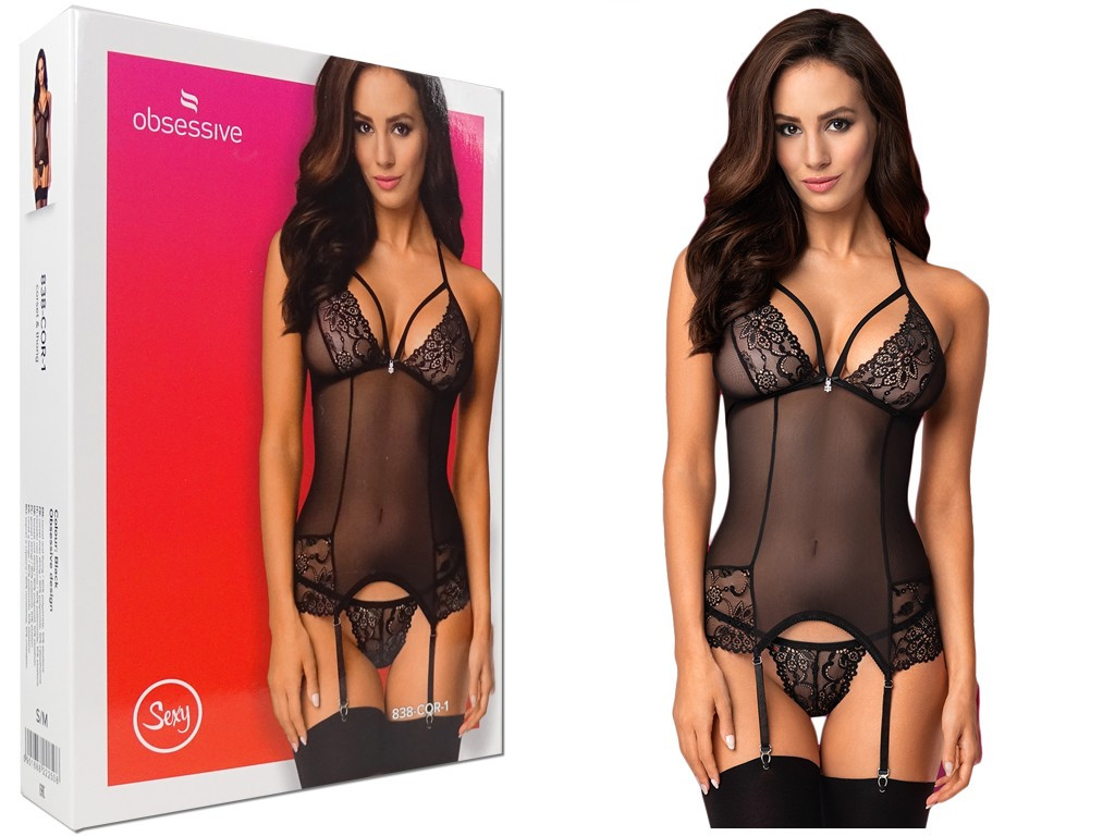 Schwarzes Korsett Obsessive damen erotische Dessous - 3