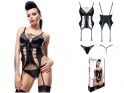 Black corset like leather with thong garter belts - 4
