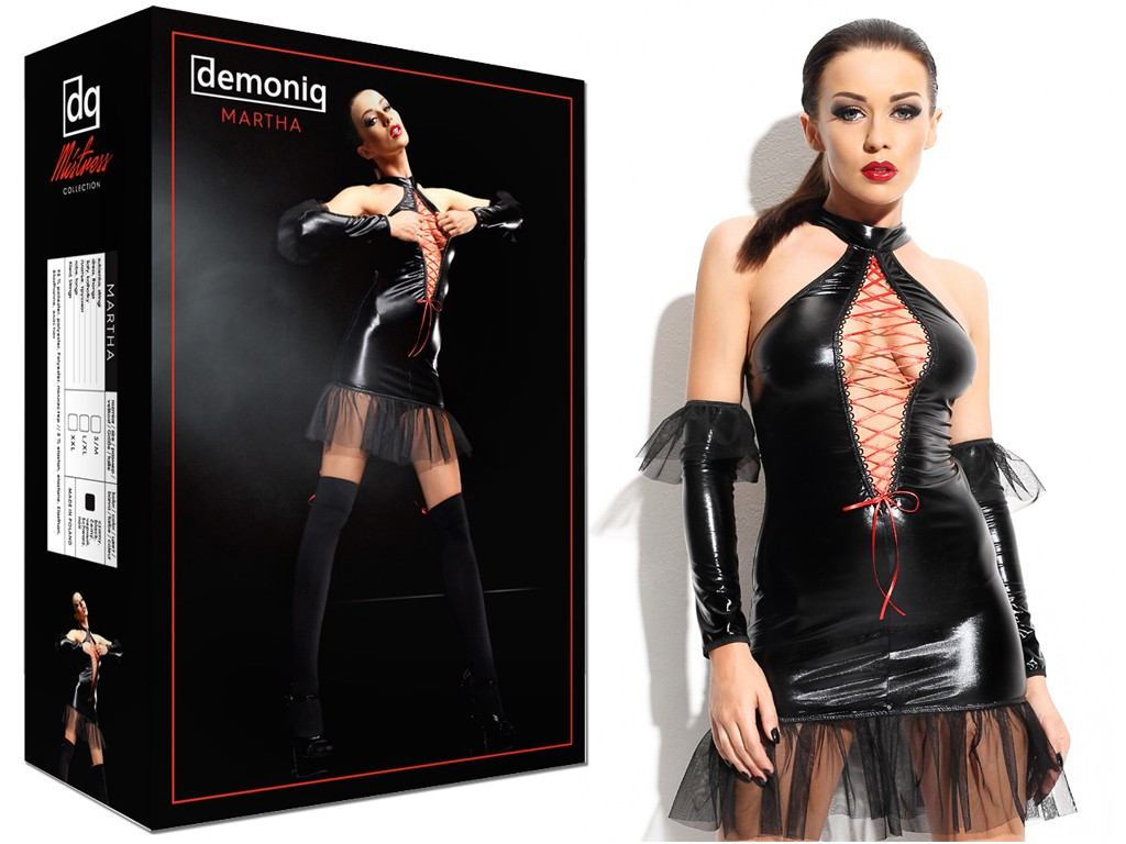 Rochie erotică neagră ca lenjerie intimă legată de piele - 3