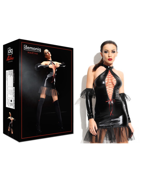 Schwarzes erotisches Kleid wie Lederunterwäsche - 3