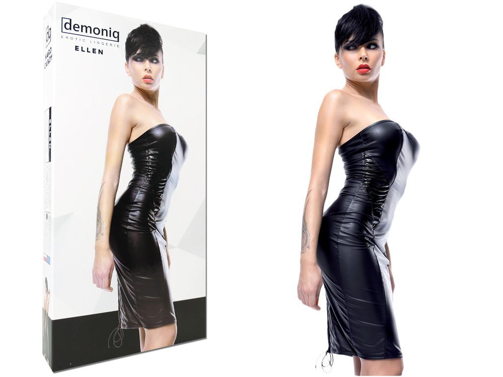 Robe noire nouée dans le dos comme du cuir - 3