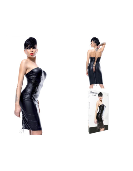 Schwarzes Kleid hinten wie Leder gebunden - 4