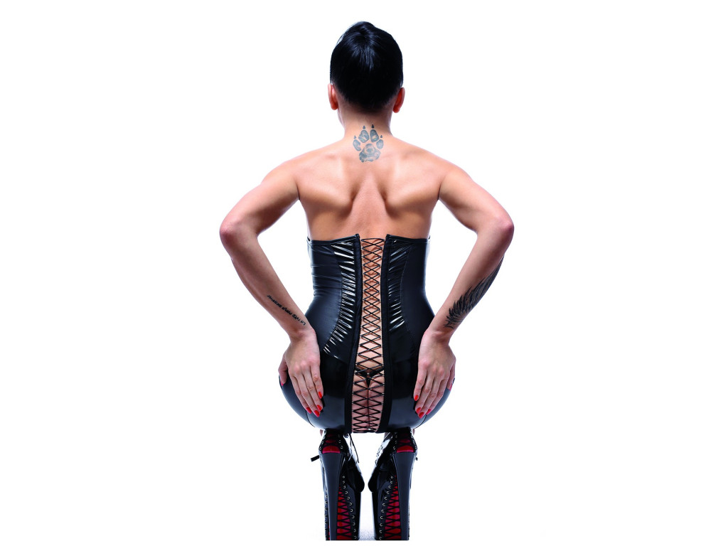 Black wetlook erotic dress like leather underwear - 2