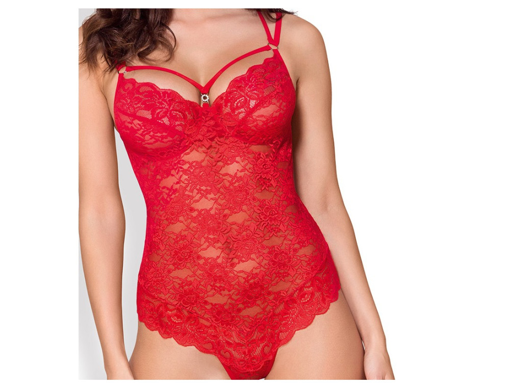 Red bodysuit Obsessive lace underwear - 5