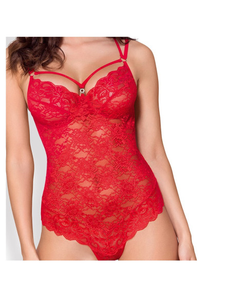 Roter Bodysuit Obsessive spitzenunterwäsche - 5