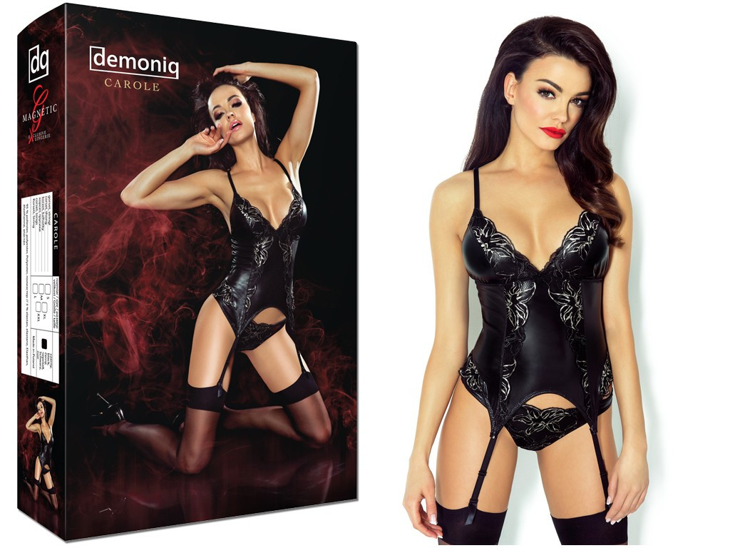 Black wet look leather corset tied  - 3