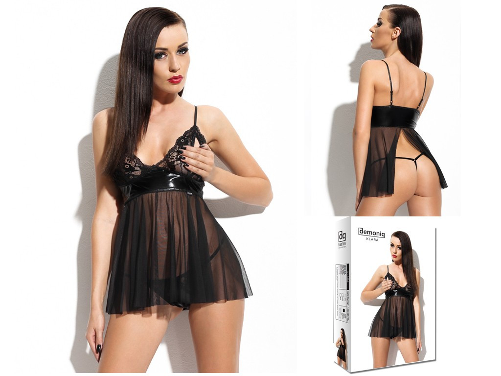 Nuisette érotique à l'aspect mouillé comme un string en cuir - 4