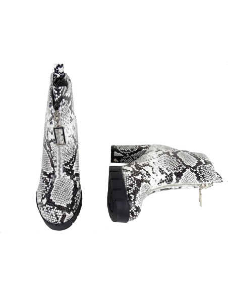 Bottes sur poteau en cuir écologique de serpent noir et blanc - 3