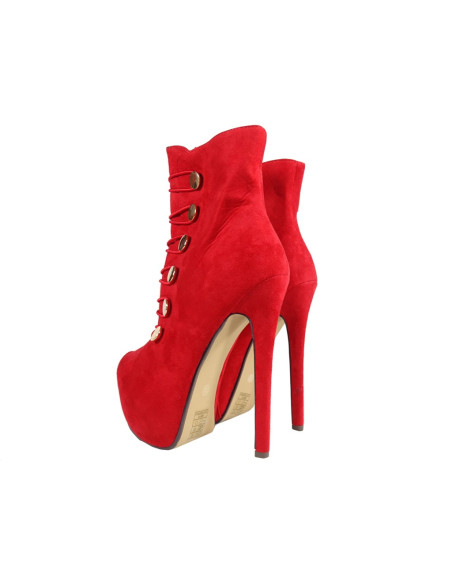 Rote Stiefel auf den Plateaustiften aus Wildleder - 5