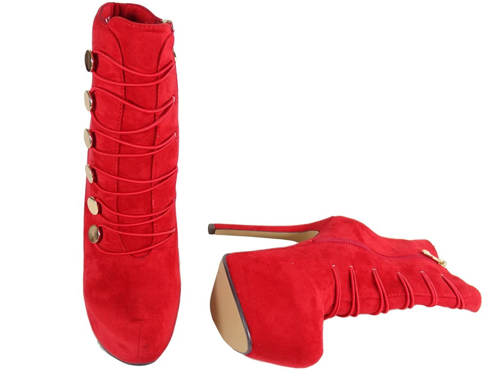Red boots on the platform suede pins - 3