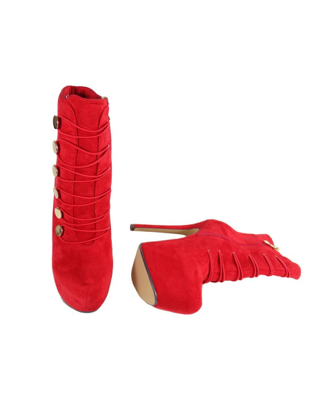 Sarkanas platformas zamšādas stiletto zābaki - 3