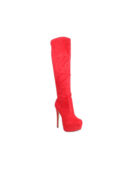 Sarkanas platformas zamšādas stiletto zābaki - 3