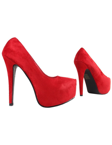 Sarkanas platformas stilettos zamšādas apavi - 3