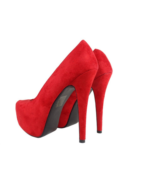 Sarkanas platformas stilettos zamšādas apavi - 2