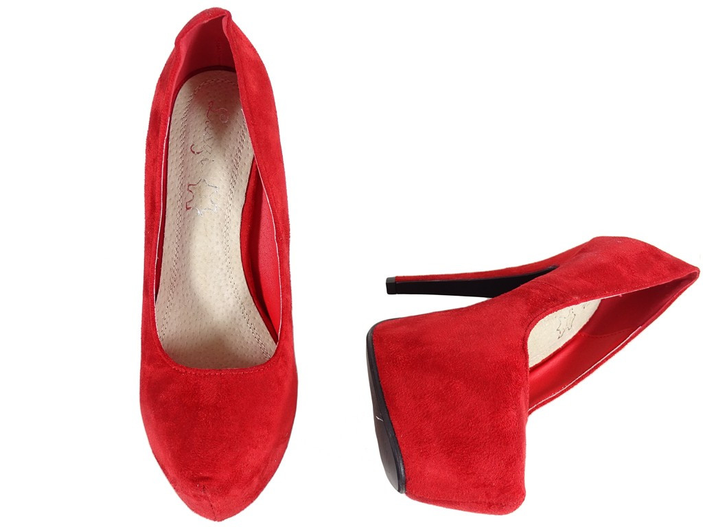 Red pins on the platform suede boots - 4