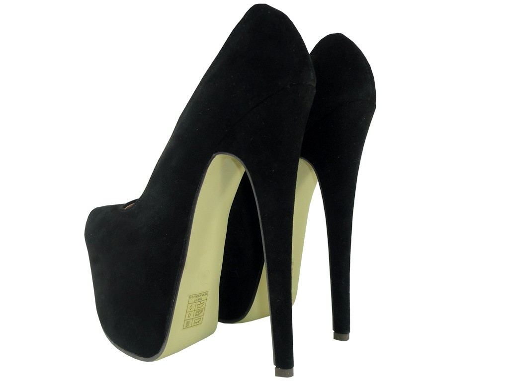 Čierne ihlové semišové topánky na vysokom podpätku - 4