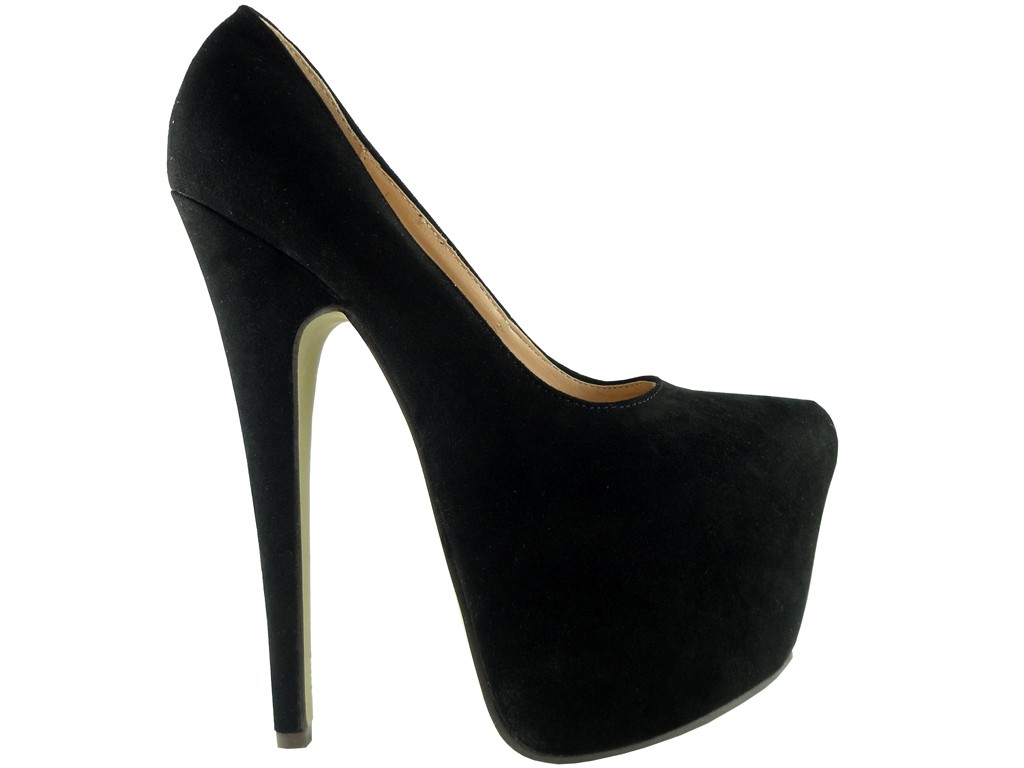 Black suede high heels boots - SKLEP KOKIETKI