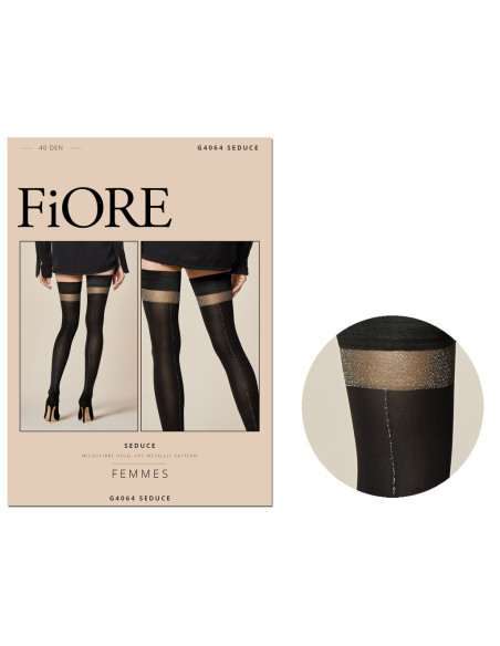 Self-supporting stockings 40 den with lurex stitching - 3
