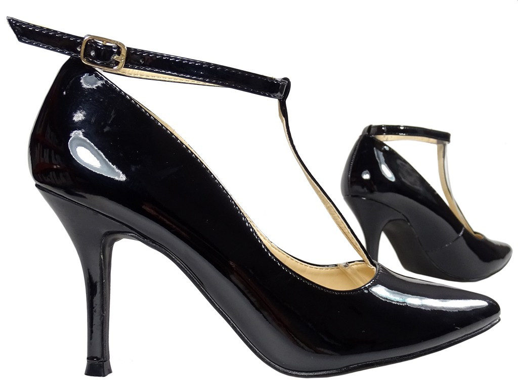 Schwarze High Heels mit Gürtel Damenschuhe - 3